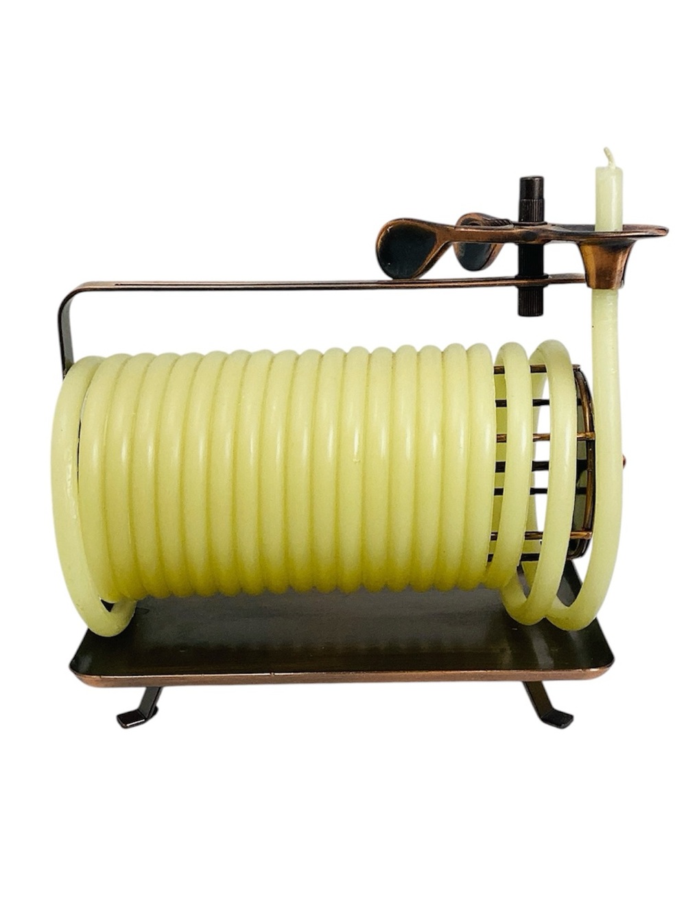 🍄 Vintage Looking Spiral Coil Candle Holder in Pale Yellow